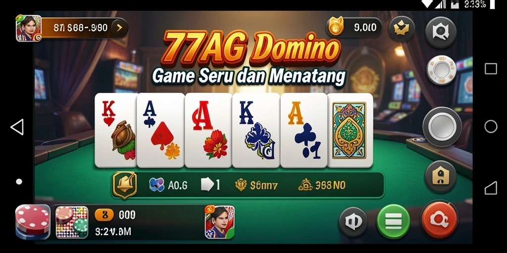 Tampilan gameplay seru dalam 77AG, permainan Domino menarik.