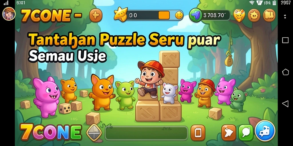 Screenshot gameplay 7CONE menampilkan keseruan menyelesaikan puzzle.