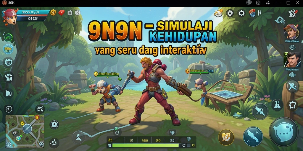 Tampilan gameplay 9N9N dengan berbagai interaksi menarik.