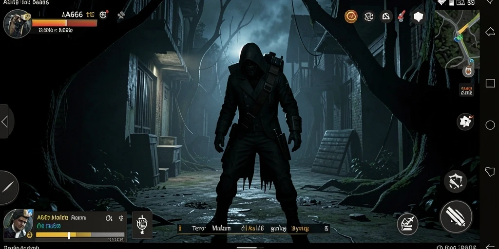 Tampilan gameplay menegangkan dengan suasana yang menyeramkan di dalam AA666.