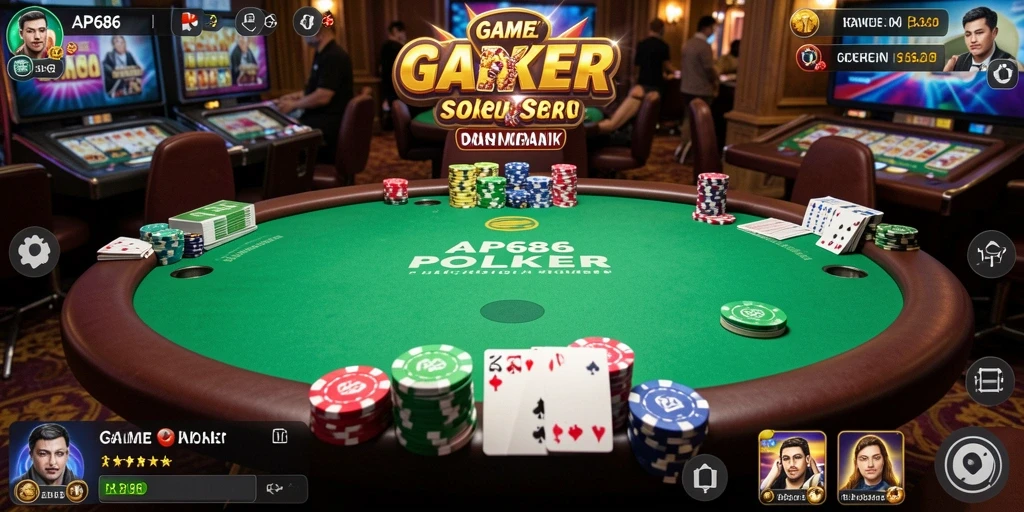 Screenshot AP686 menampilkan aksi intense dari permainan Poker.