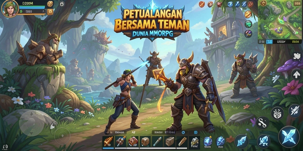 Screenshot D200M menampilkan aksi pertarungan seru di dunia MMORPG.