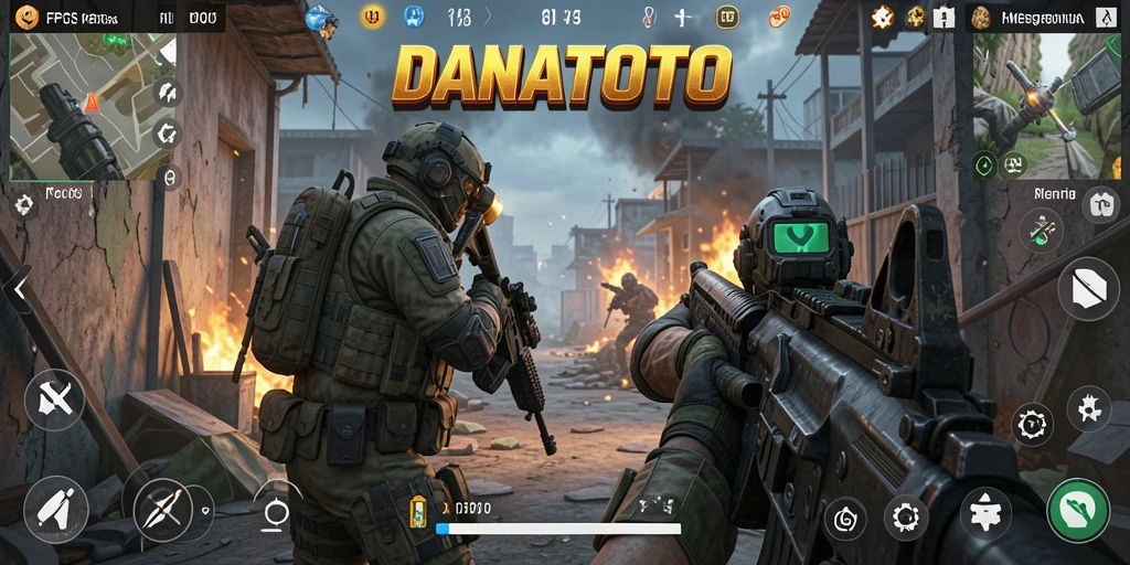 Screenshot gameplay <strong>DANATOTO</strong> menampilkan aksi seru dalam pertempuran FPS.