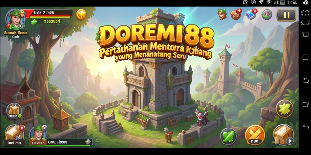 Tampilan gameplay Tower Defense DOREMI88 yang seru dan menantang.