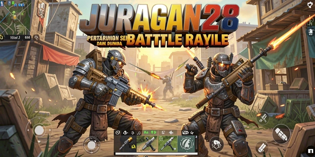 Tampilan gameplay Battle Royale yang mendebarkan di JURAGAN28