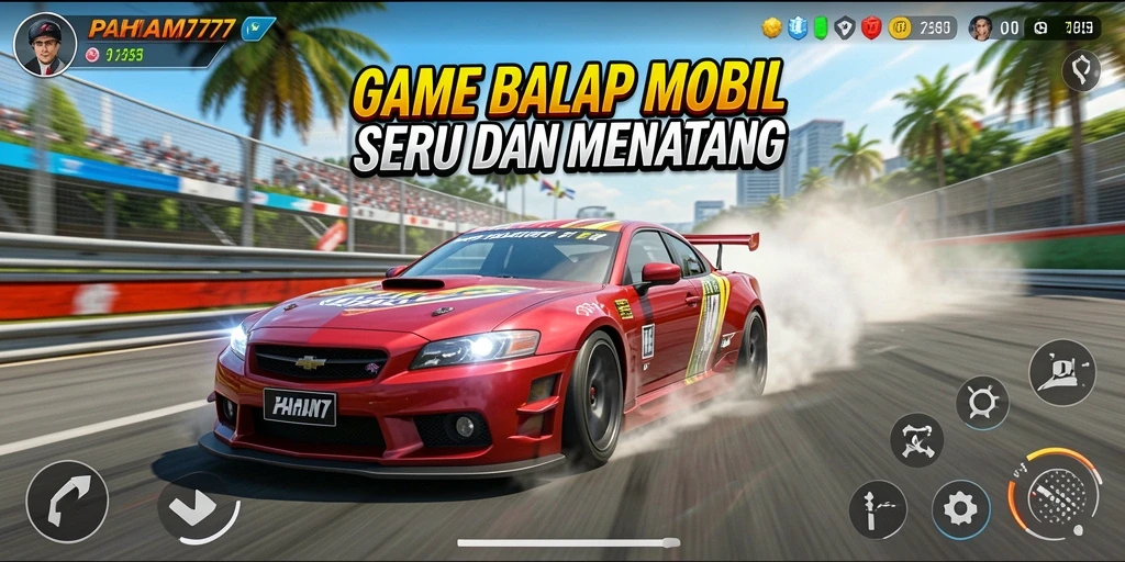 Screenshot gameplay PAHAM777 menampilkan aksi balap yang menegangkan.