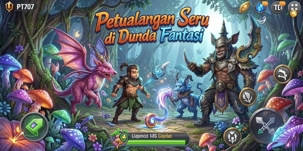Screenshot utama PT707 menampilkan gameplay penuh aksi dan petualangan.