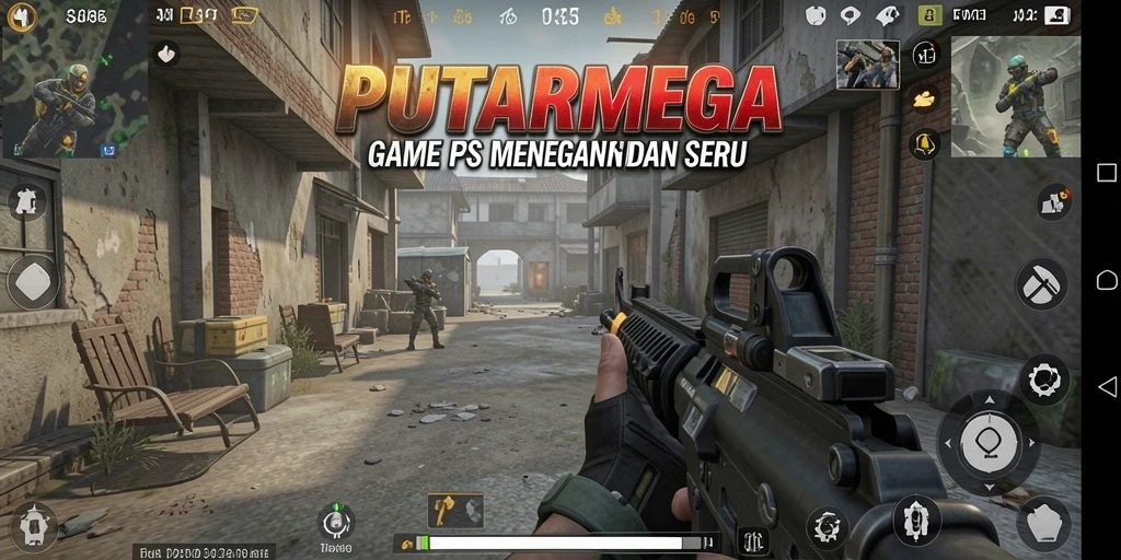 Tangkapan layar PUTARMEGA menunjukkan aksi seru dalam gameplay FPS.
