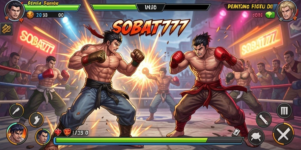 Tampilan gameplay SOBAT777 dengan aksi Fighting yang intens.