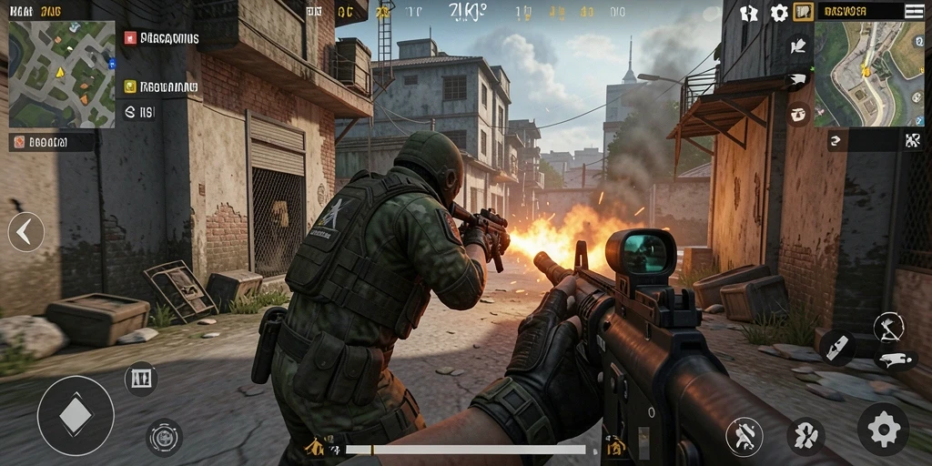Gameplay mendebarkan ZK3 yang penuh aksi FPS.